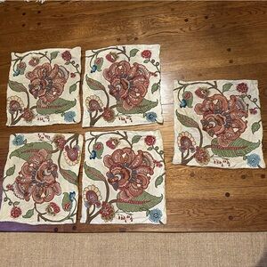 5 Pottery Barn Embroidered Pillow Covers (18x18)
